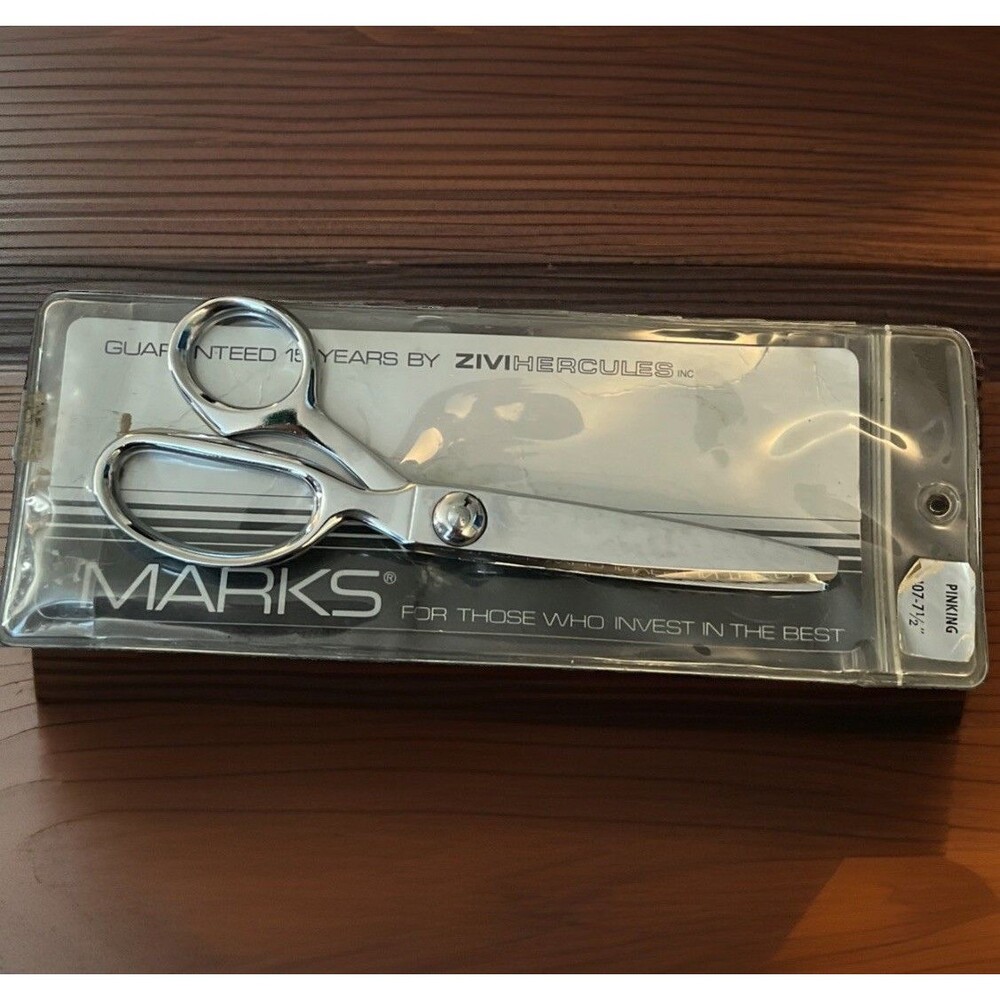 Vintage Marks 407-7 1/2" Chrome Pinking Shears Right Handed New In Original Pkg